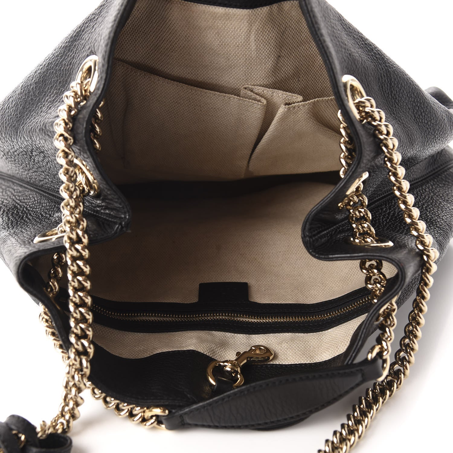 Gucci Pebbled Calfskin Medium Soho Chain Shoulder Bag Black 5 of 10