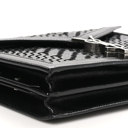 Saint Laurent Calfskin Woven Monogram Cassandra Clasp Bag Black 9 of 10