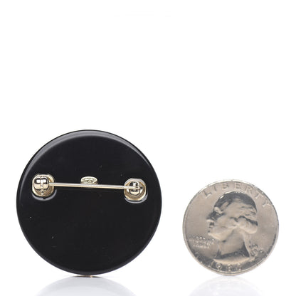 Chanel Resin Pearl Metal CC Record Brooch Gold Black Pink Pearly White 2 of 3