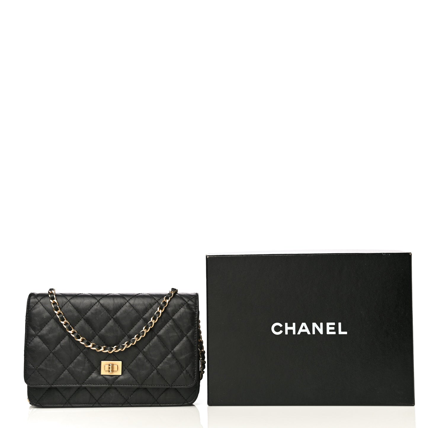 Aged Calfskin Quilted Reissue Wallet On Chain WOC Black