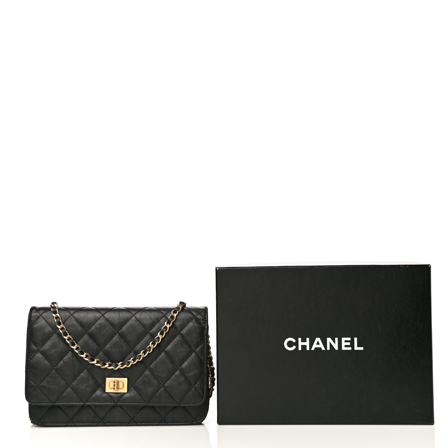 Chanel Aged Calfskin Quilted Reissue Wallet On Chain WOC Black 27 of 27