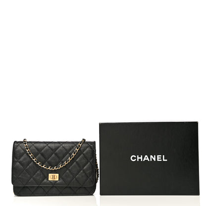 Chanel Aged Calfskin Quilted Reissue Wallet On Chain WOC Black 27 of 27