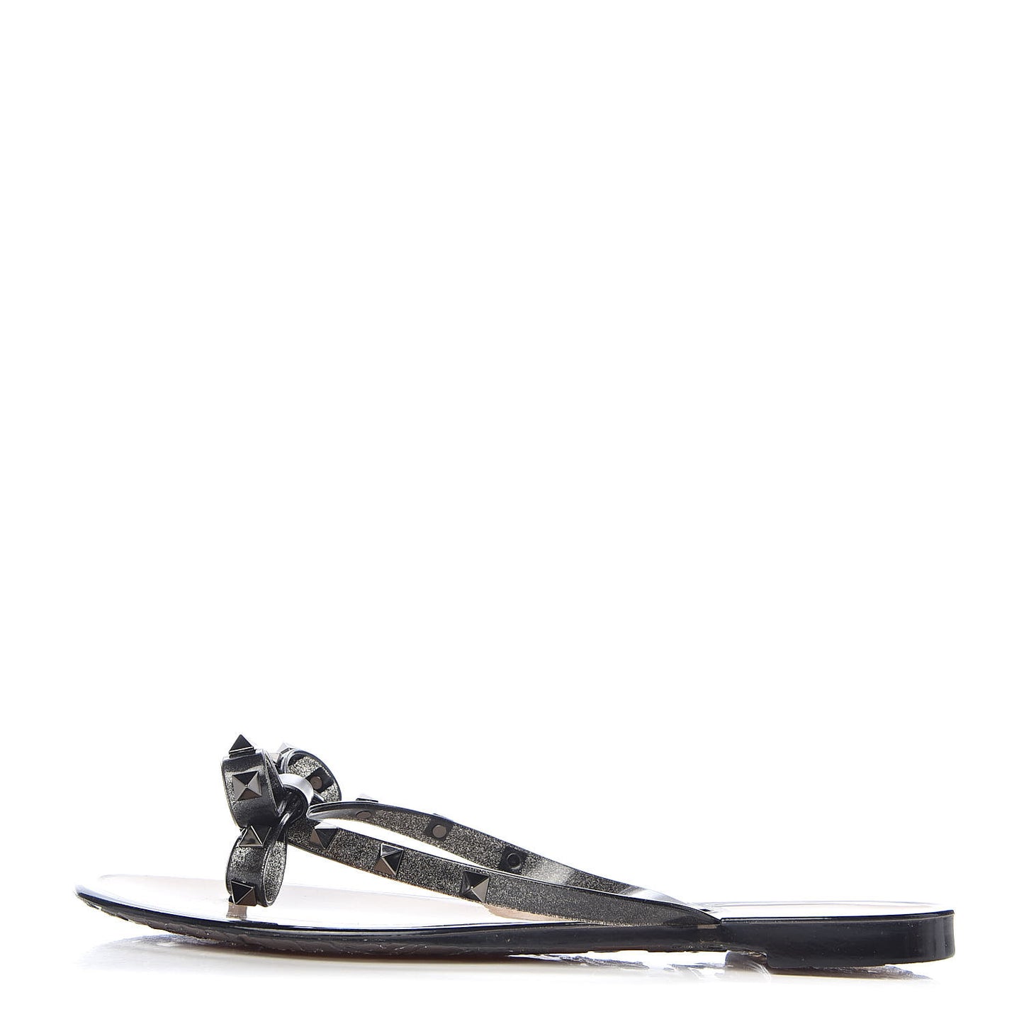 PVC Jelly Rockstud Bow Thong Sandals 41 Black