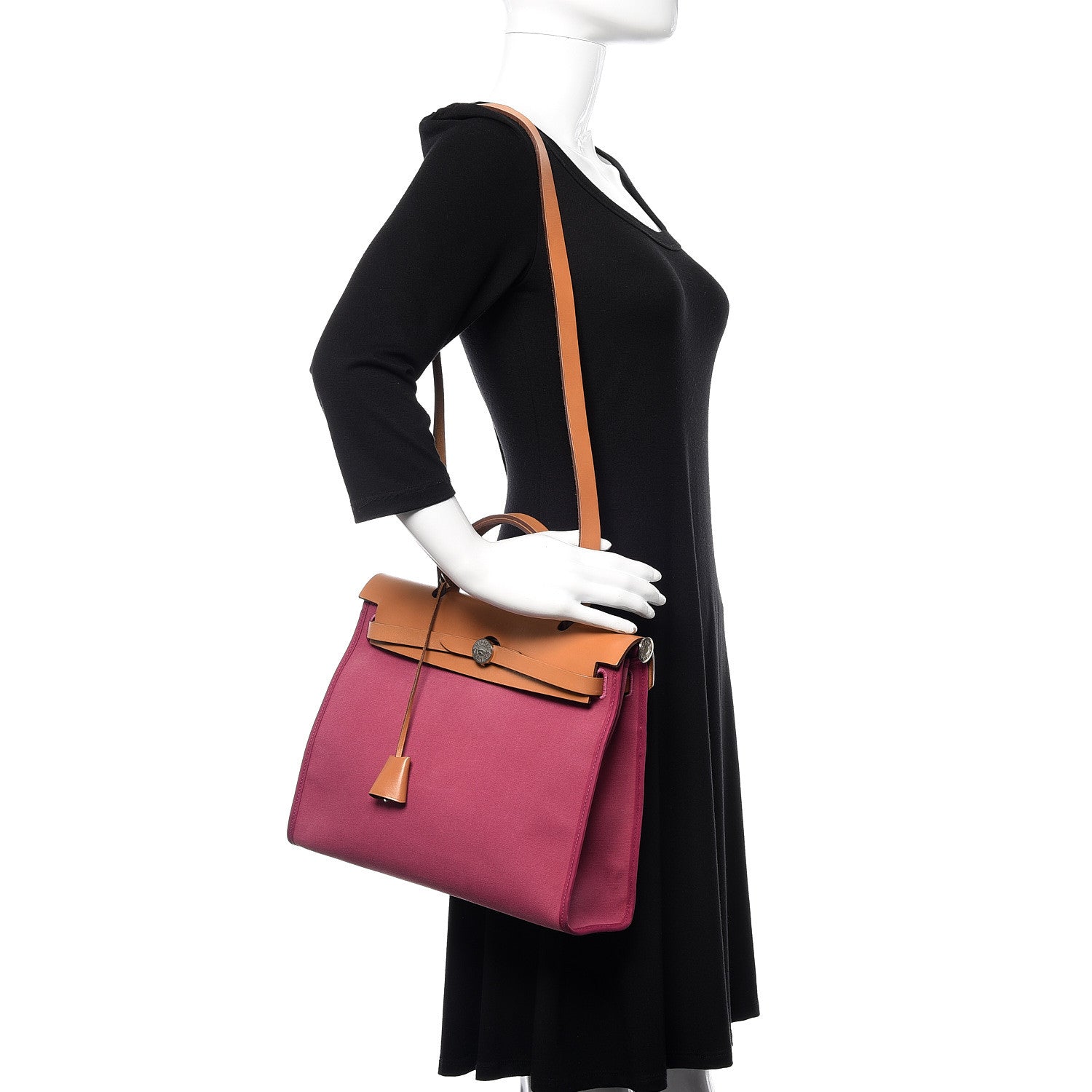 Hermes Vache Hunter Toile Herbag Zip 31 PM Rose Lipstick 2 of 12