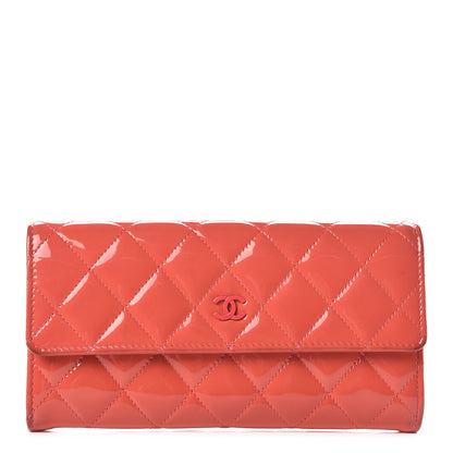Chanel Patent Calfskin Quilted Large Flap Wallet Dark Pink 1 of 22