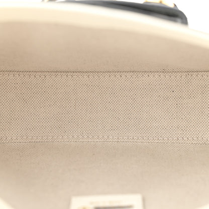 Gucci X ADIDAS Textured Dollar Calfskin Web Trefoil Mini Horsebit 1955 Shoulder Bag Off White Black 5 of 10