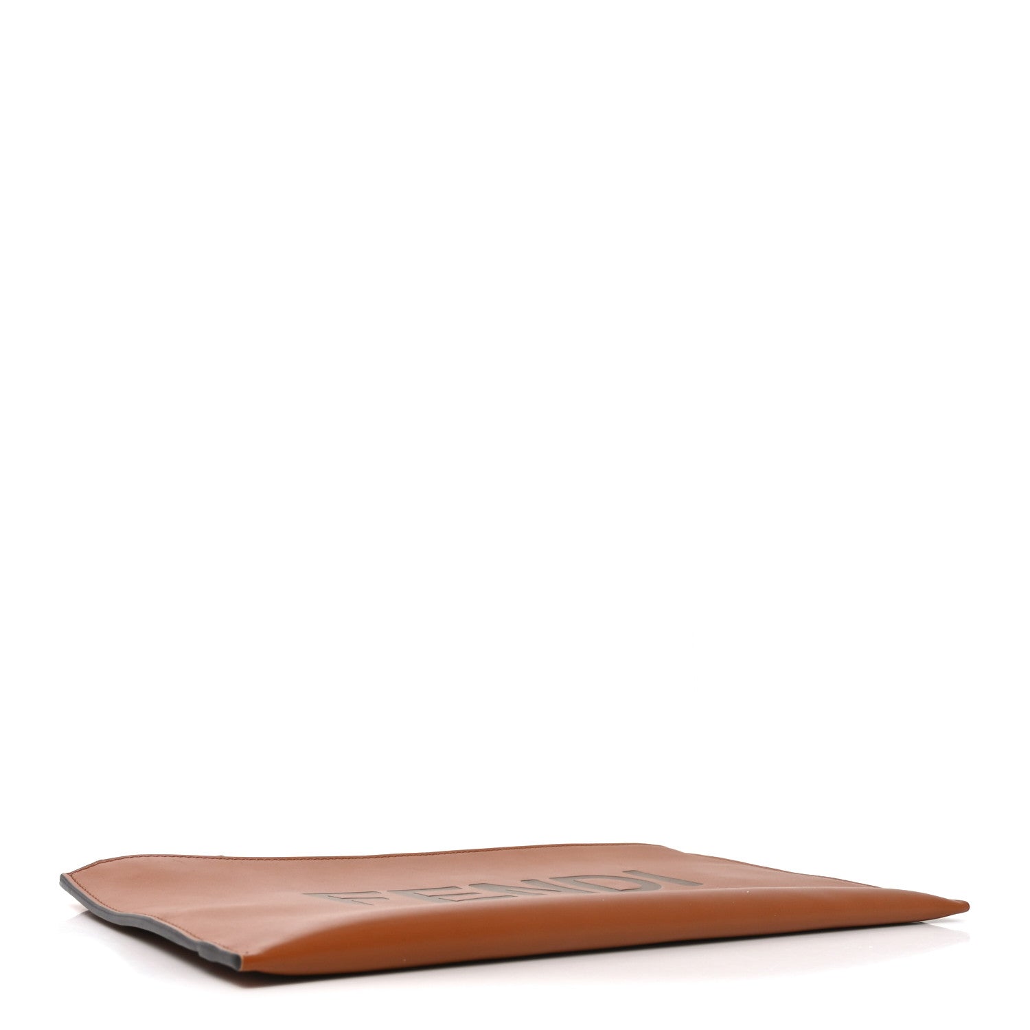 Fendi Vitello King Logo Embossed Medium Flat Pouch Cuoio 4 of 7