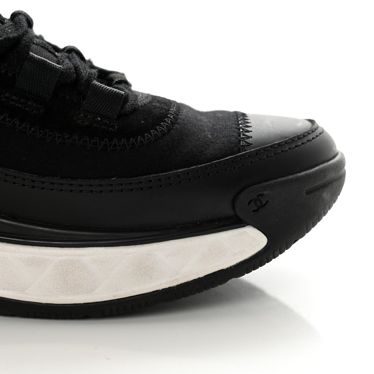 Velvet Calfskin Mixed Fibers CC Sneakers 37 Black