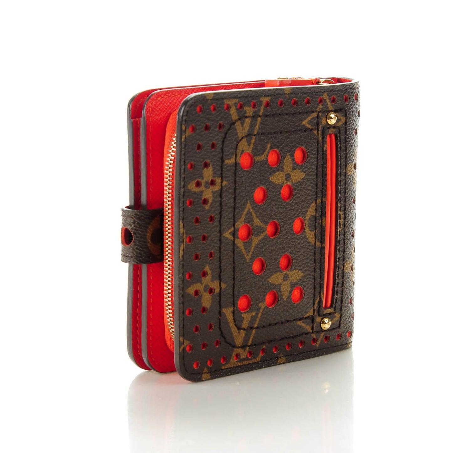 Monogram Perforated Compact Zipped Wallet Orange