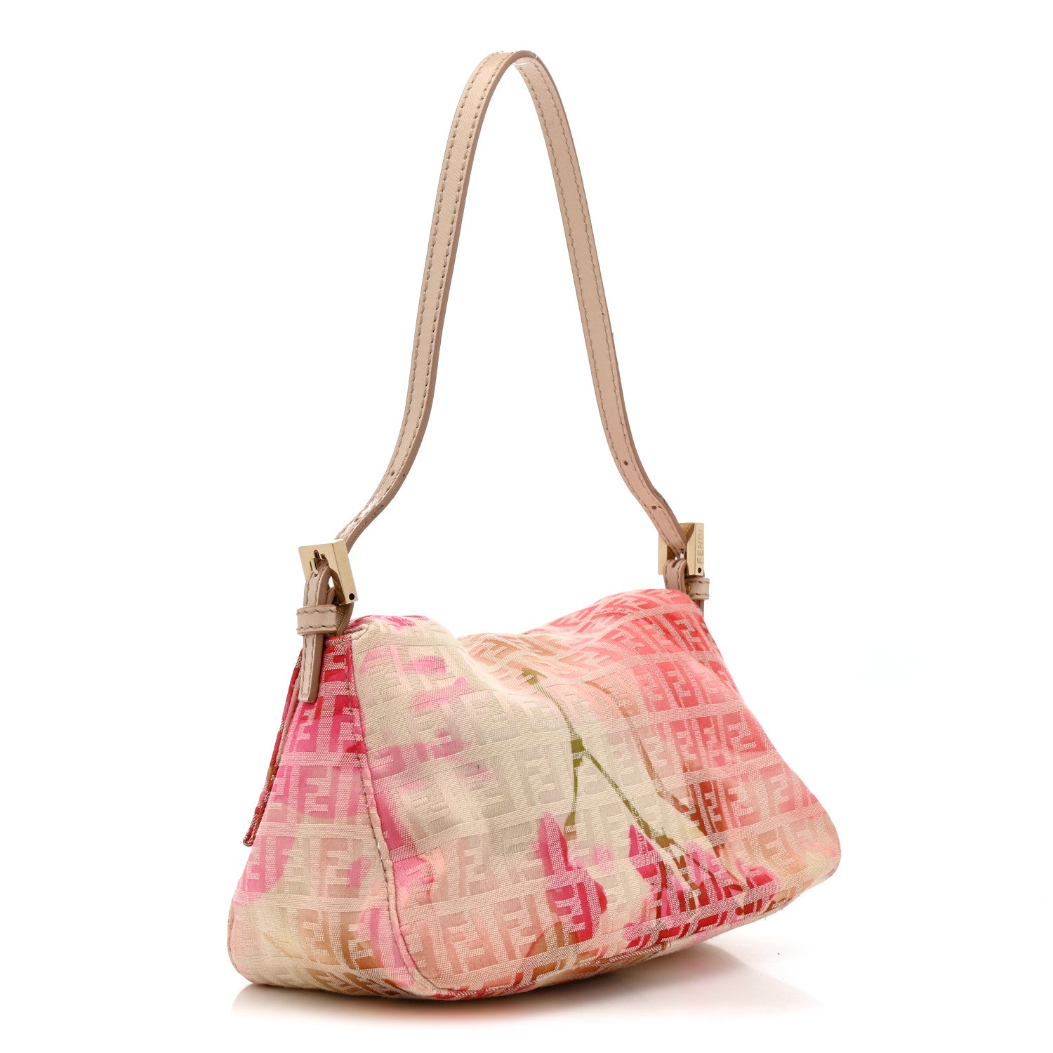 Fendi Zucchino Vitello Floral Mini Forever Mama Baguette Pink