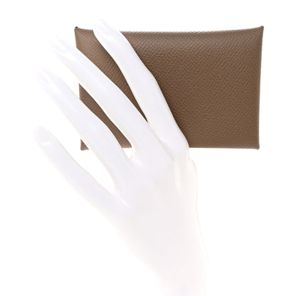 Hermes Epsom Calvi Card Case Etoupe 2 of 8