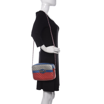 Gucci Laminated Nappa Trapuntata Small Zumi Shoulder Bag Rosso Marine Argento 2 of 10