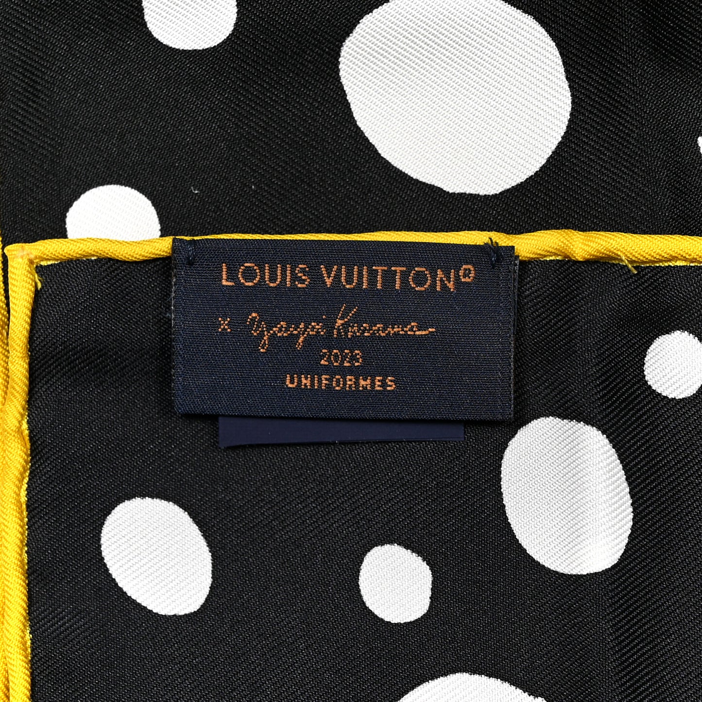 LV x YK Kusama Infinity Dots Scarf Black Yellow