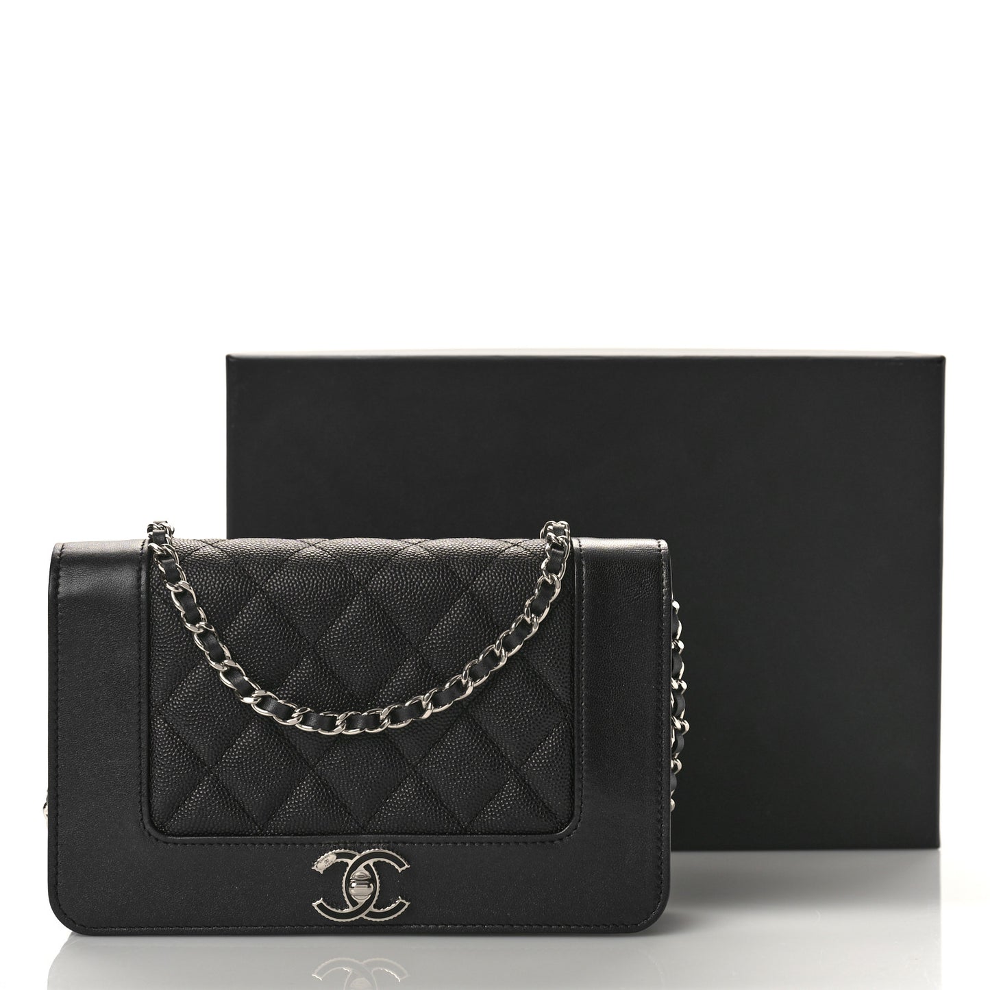 Caviar Quilted Vintage Mademoiselle Wallet On Chain WOC Black