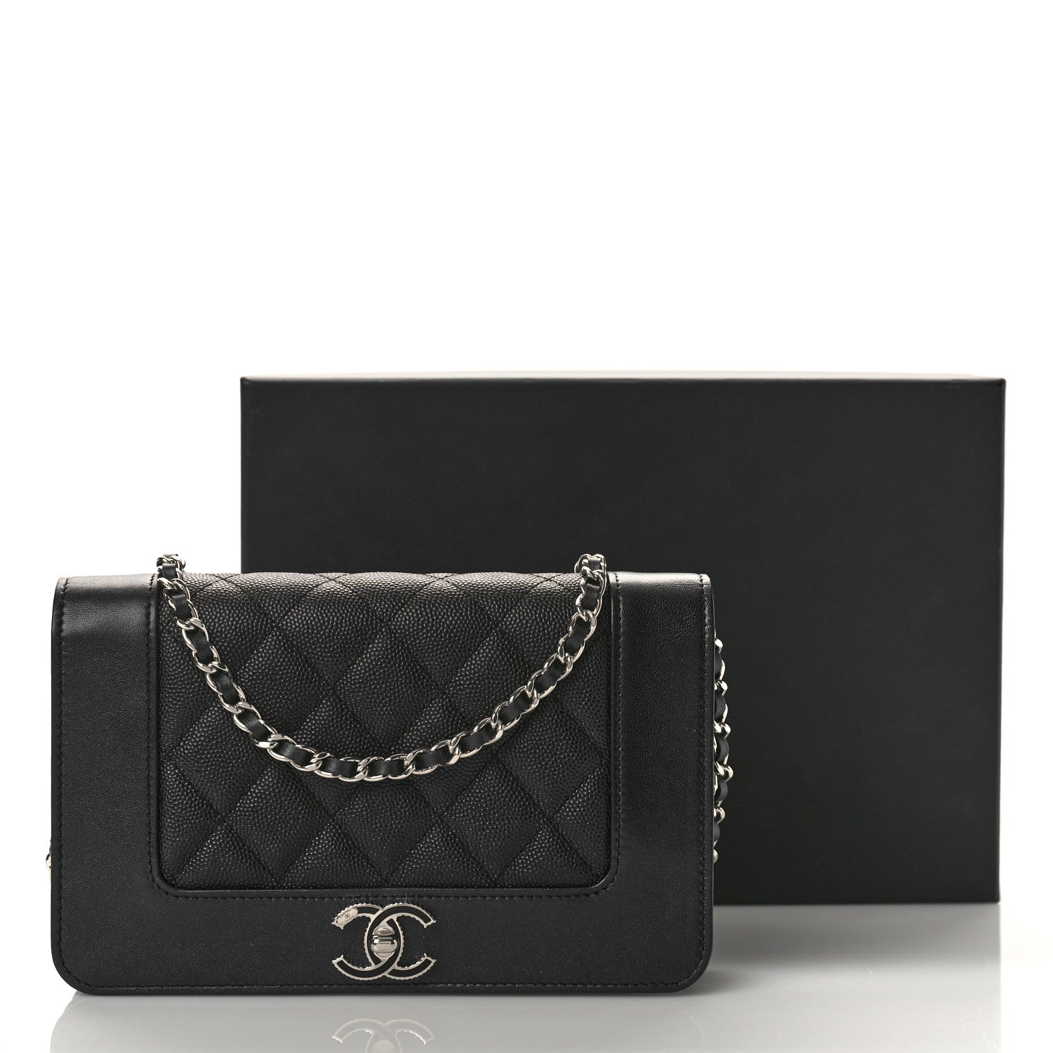 Chanel Caviar Quilted Vintage Mademoiselle Wallet On Chain WOC Black 10 of 10