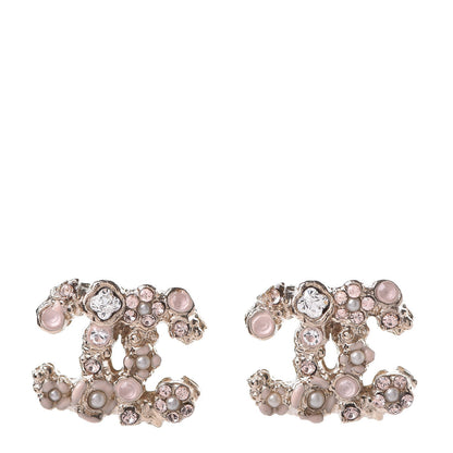 Chanel Crystal Pearl CC Earrings Gold 1 of 5