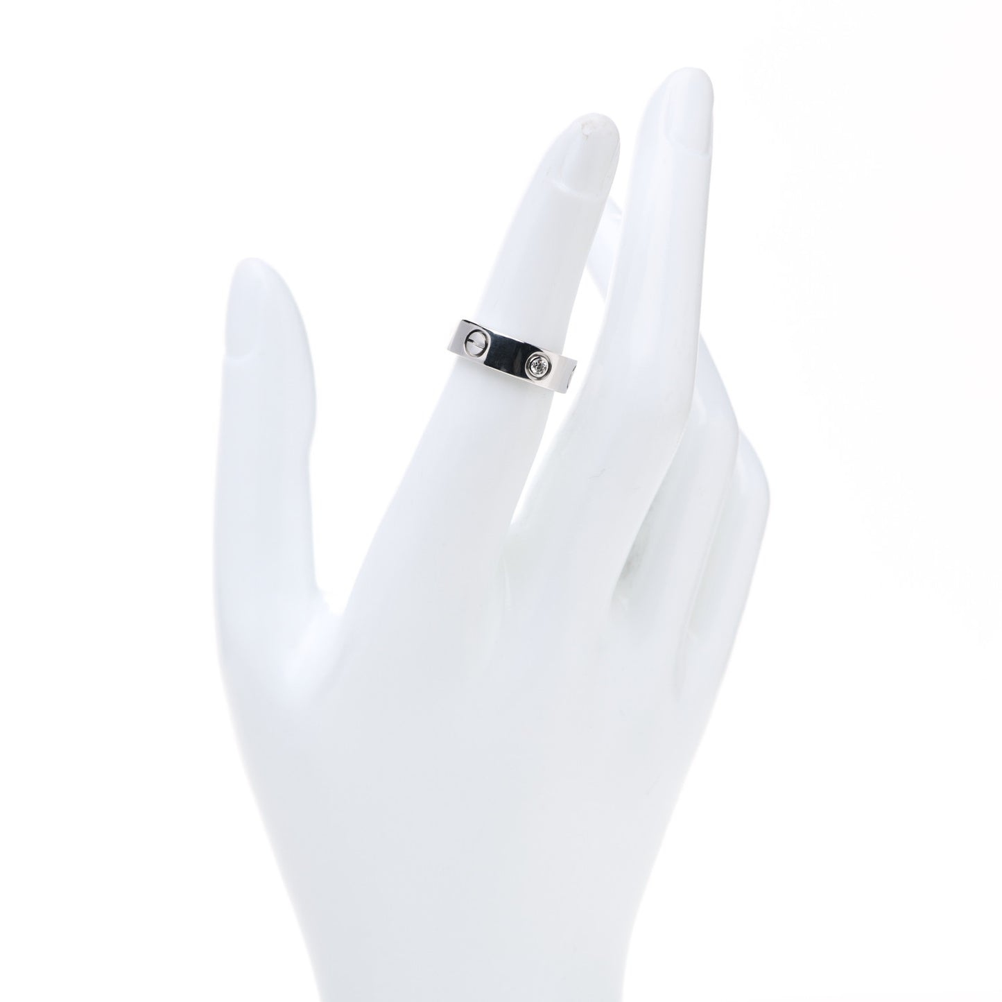 18K White Gold 3 Diamond 5.5mm LOVE Ring 49 5