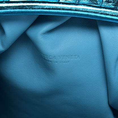 Bottega Veneta Metallic Crinkled Lambskin The Pouch Sky Blue 6 of 10