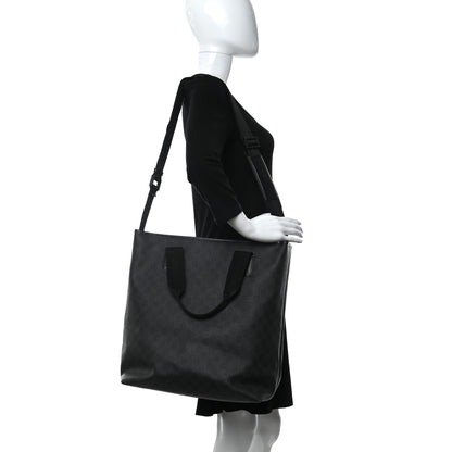 Gucci GG Supreme Monogram Web Handle Vertical Tote Black Grey 2 of 14