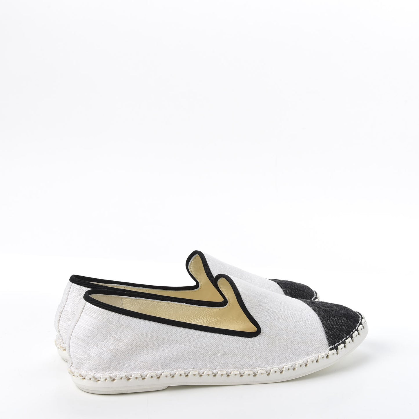 Fabric Chain CC Mocassin Loafer 40 White Navy