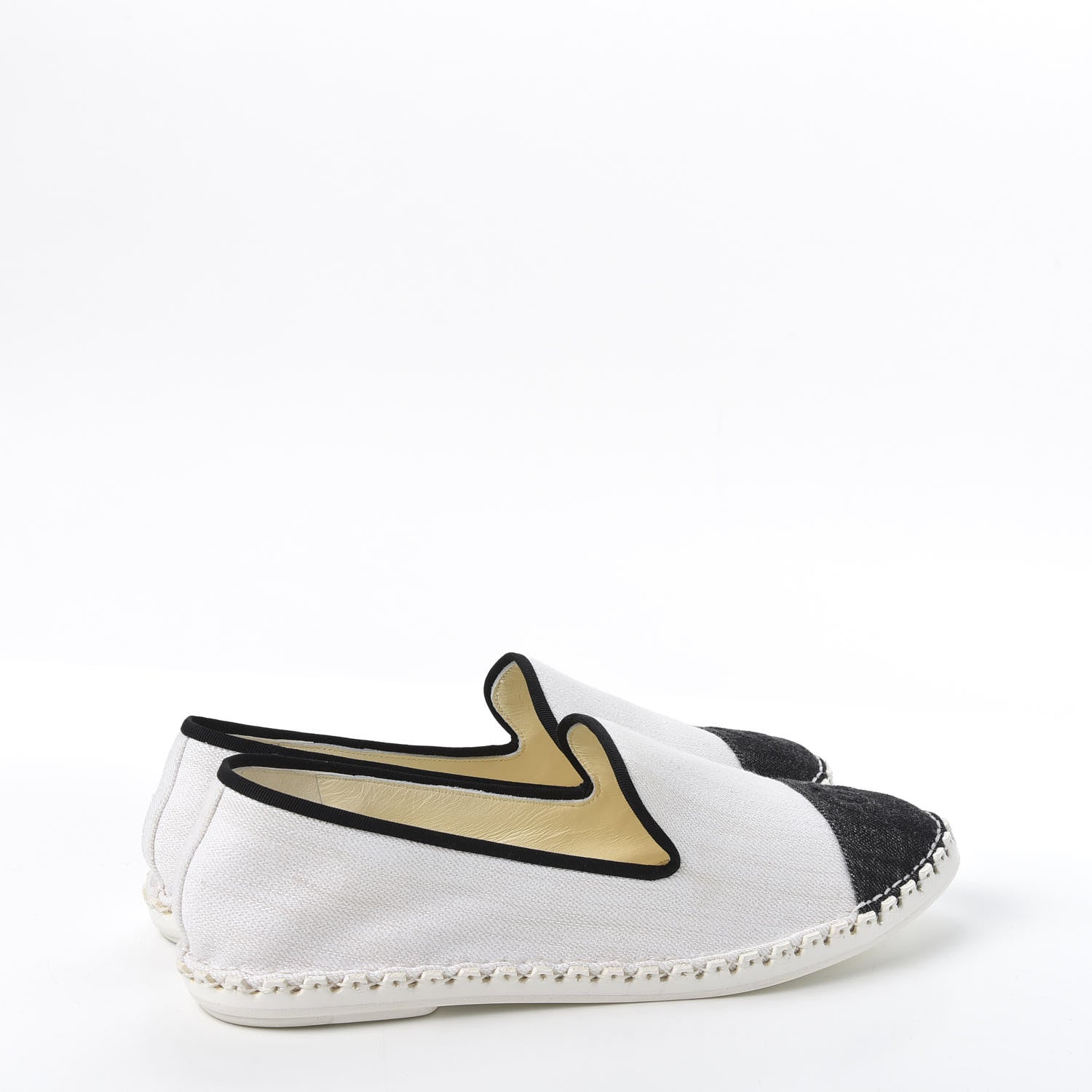 Chanel Fabric Chain CC Mocassin Loafer 40 White Navy 4 of 11