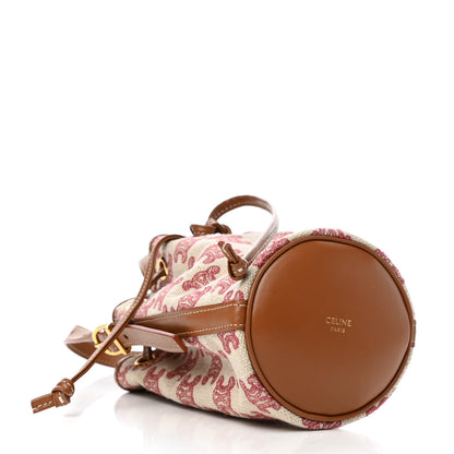 Celine Canvas Calfskin Triomphe Embroidered Bucket Bag Fox Red 4 of 9