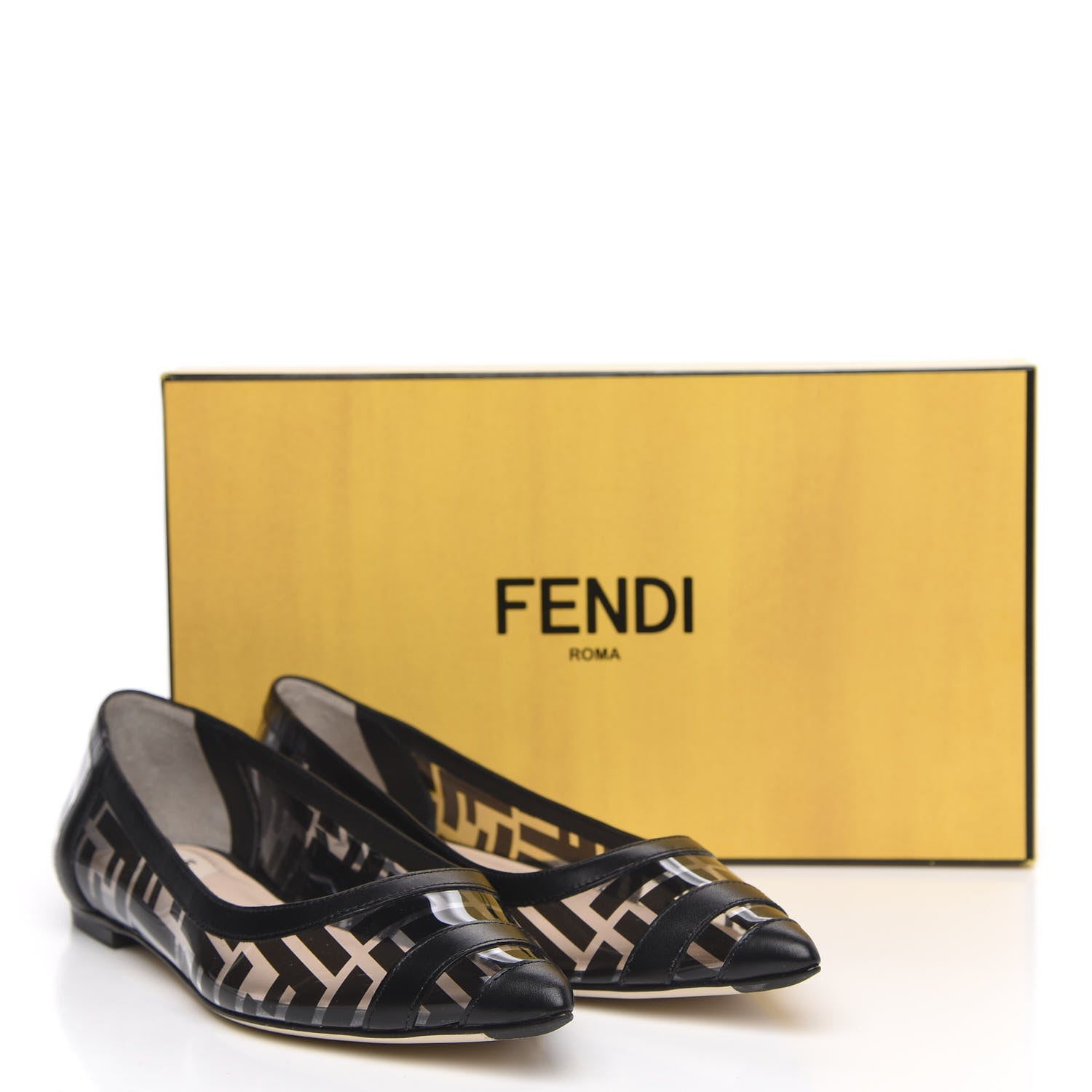 Fendi PVC Calfskin FF Colibri Ballerina Flats 38.5 Black 9 of 9