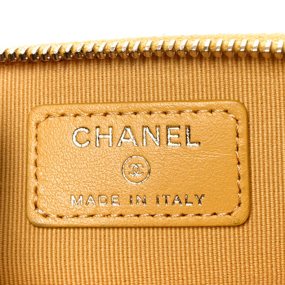 Chanel Caviar Quilted Zip Card Holder Wallet Yellow 6 of 8