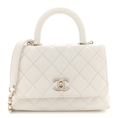 Chanel Caviar Quilted Extra Mini Coco Handle Flap White 1 of 14