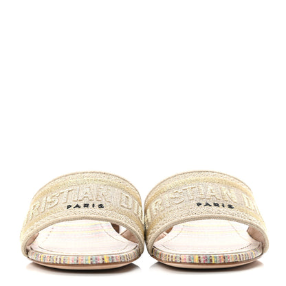 Christian Dior Lurex Romance Embroidered Dway 40mm Slide Sandals 35 Metal Multicolor 2 of 6