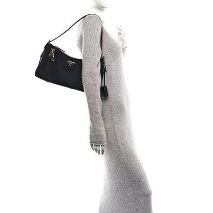 Prada Re-Nylon Vitello Large Aimee Shoulder Bag Black 2 of 9