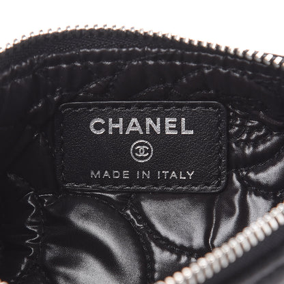 Chanel Goatskin Camellia Embossed Cosmetic Pouch Black 6 of 8