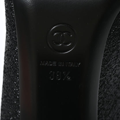 Chanel Fabric Suede Kidskin CC Cap Toe Short Boots 38.5 Black 6 of 6