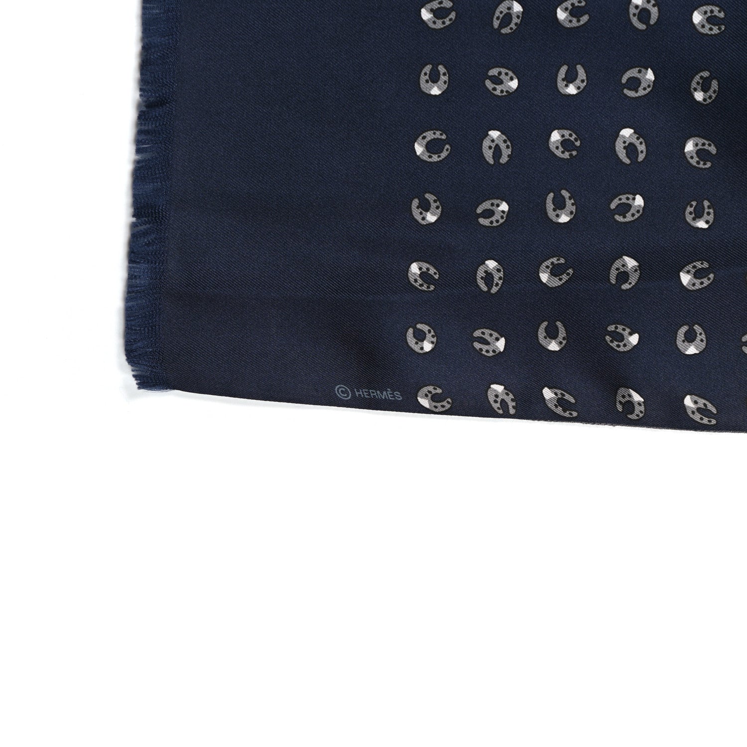 Hermes Cashmere Wool Silk Double Face Scarf Marine Gris Anthracite 4 of 5