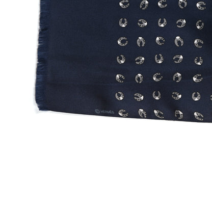 Hermes Cashmere Wool Silk Double Face Scarf Marine Gris Anthracite 4 of 5