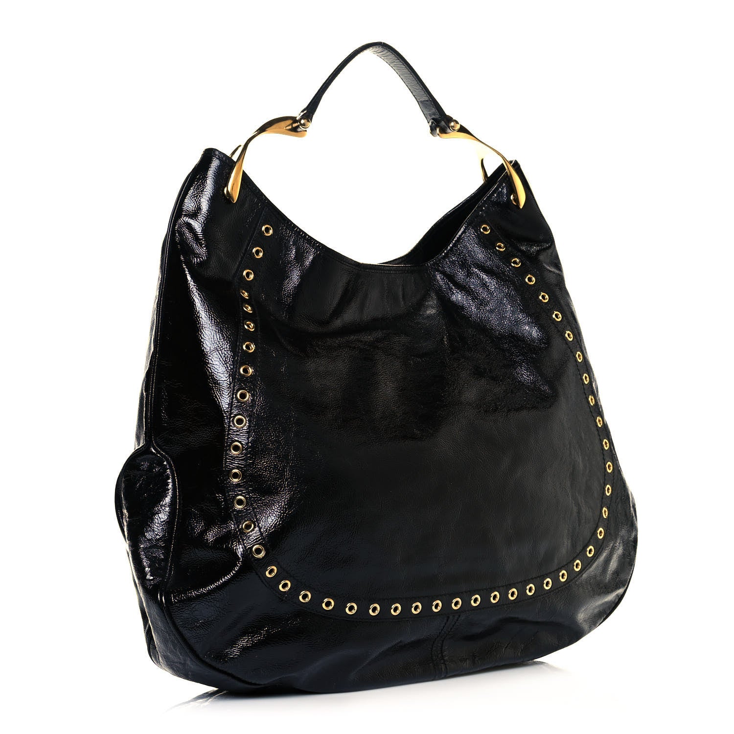 Alexander McQueen Patent Eyelet Hobo Black 4 of 11