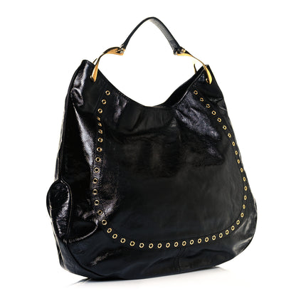 Alexander McQueen Patent Eyelet Hobo Black 4 of 11
