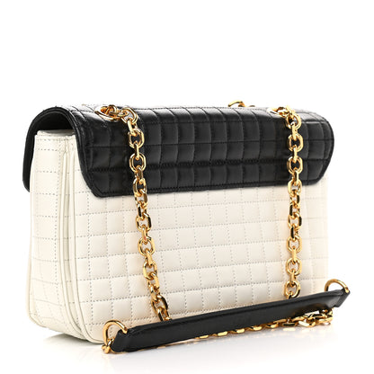 Celine Calfskin Quilted Medium C Bag Black White 3 of 10