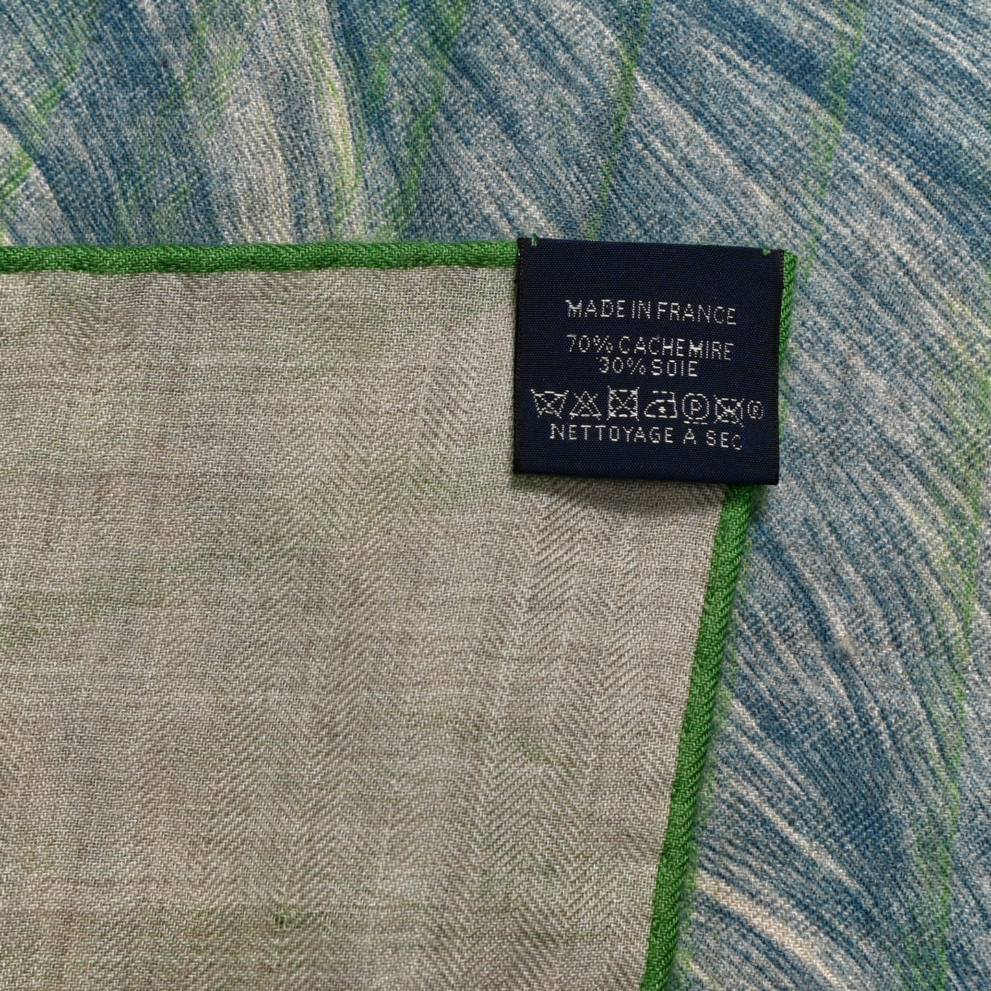 Cashmere Silk Les Ailes De Pegase Scarf 100 Natural Bleu Kaki