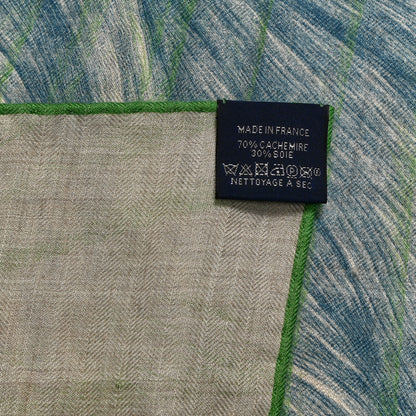 Hermes Cashmere Silk Les Ailes De Pegase Scarf 100 Natural Bleu Kaki 5 of 5