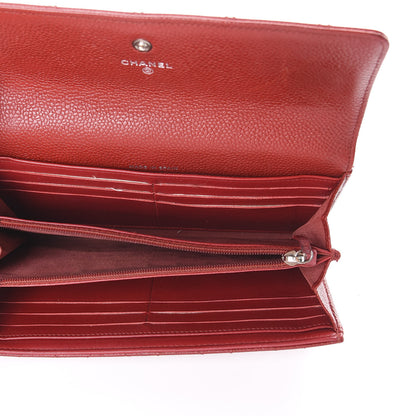 Chanel Caviar Quilted Large Gusset Flap Wallet Red 5 of 7