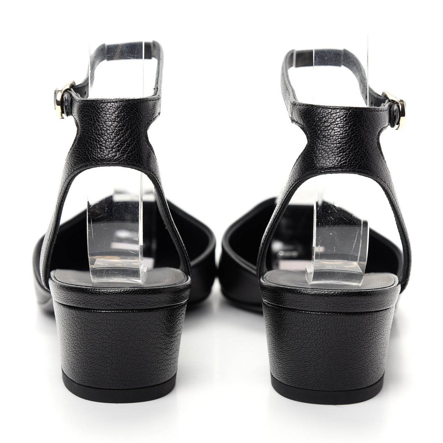 Goatskin Cap Toe CC Slingback Pumps 36.5 Black