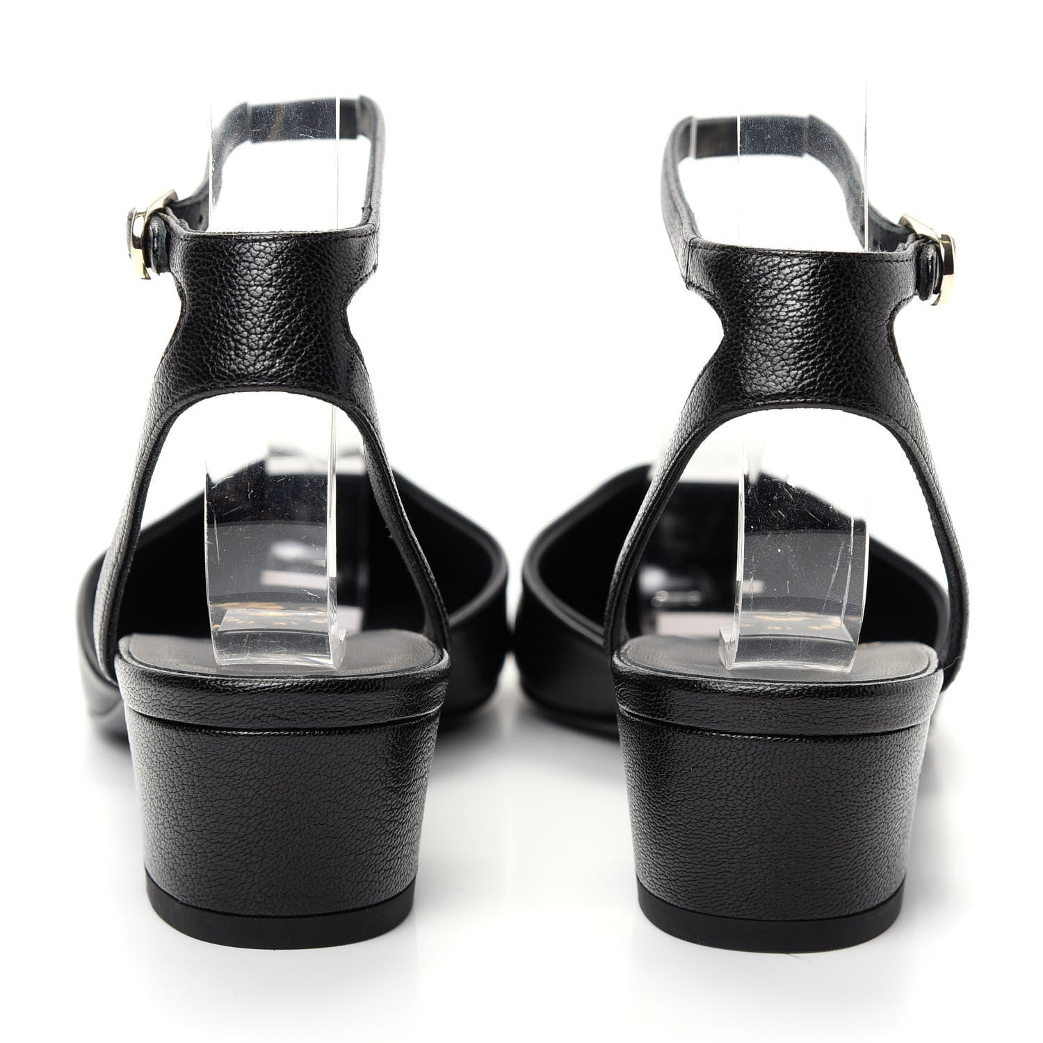 Chanel Goatskin Cap Toe CC Slingback Pumps 36.5 Black 7 of 11