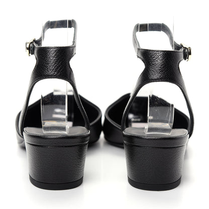 Chanel Goatskin Cap Toe CC Slingback Pumps 36.5 Black 7 of 11
