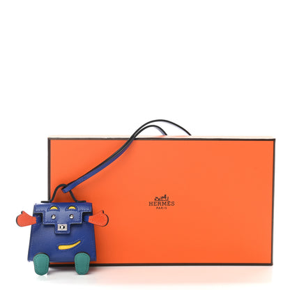 Hermes Tadelakt Chevre Mysore Kelly Quelle Idole Bag Charm Bleu Electrique Feu Jaune De Naples Vert Verone 7 of 7