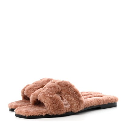 Hermes Woolskin Oran Sandals 36.5 Rose Aube 3 of 5