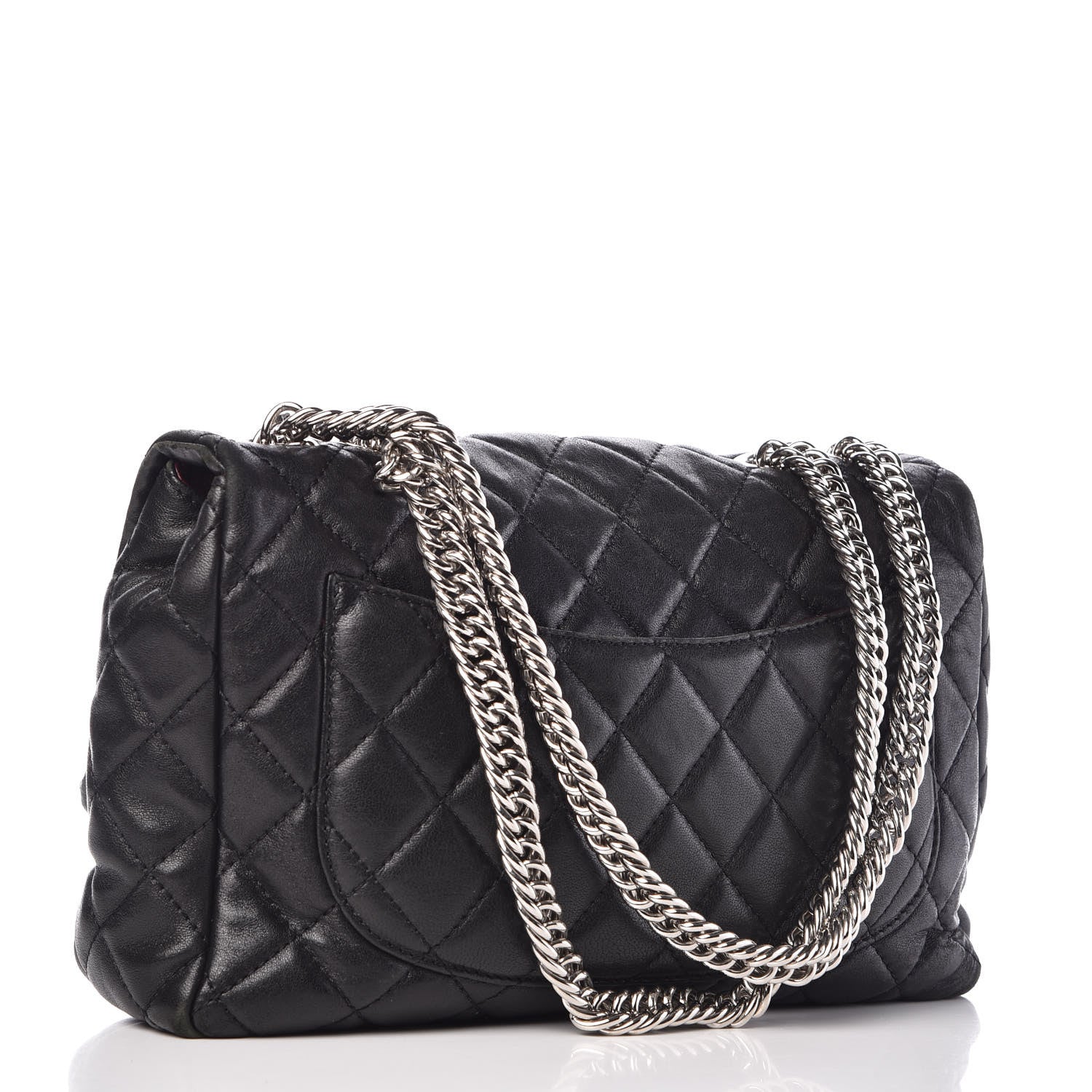 Chanel Washed Lambskin Quilted Jumbo Single Flap Bijoux Chain Black 3 of 9