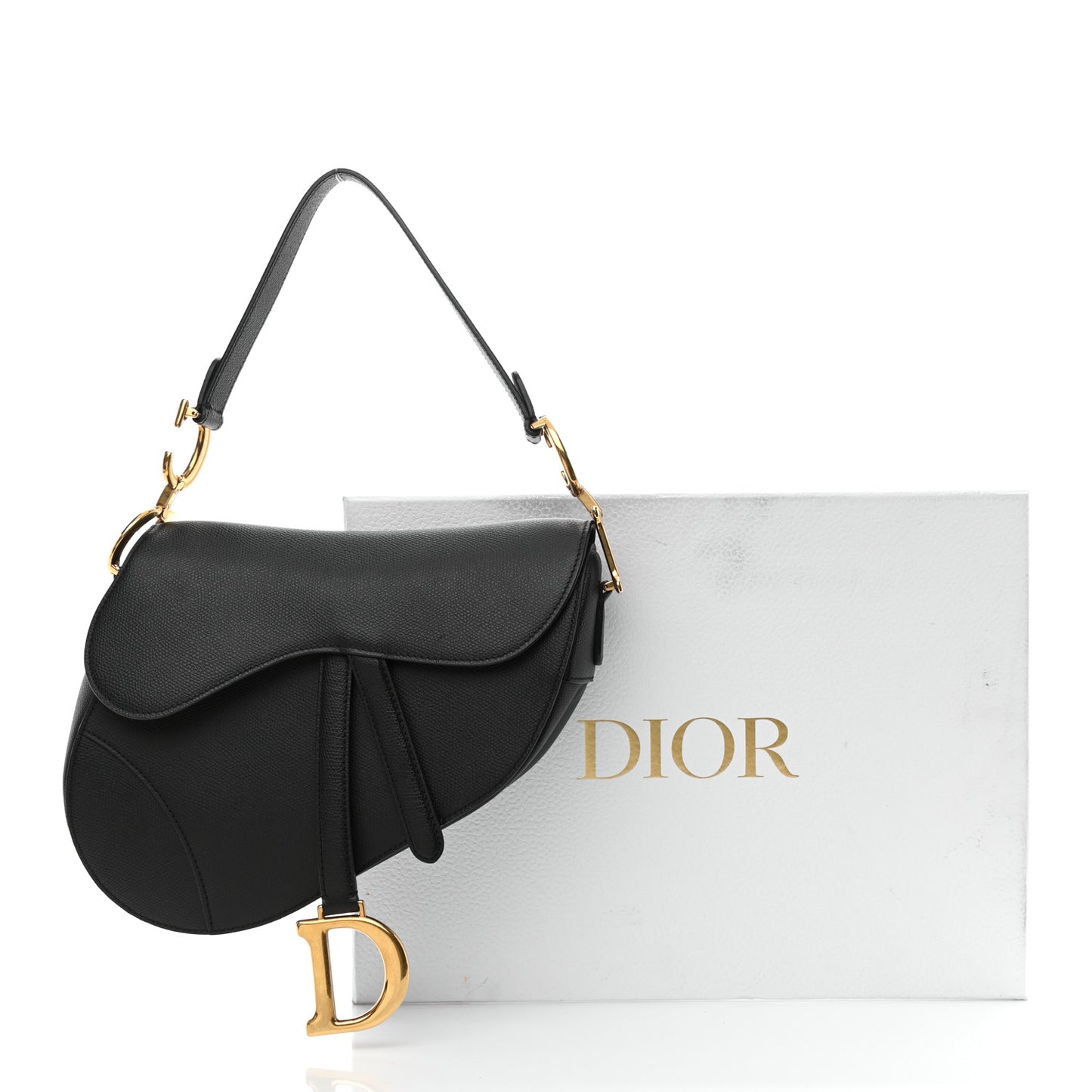 Grained Calfskin Saddle Bag Black