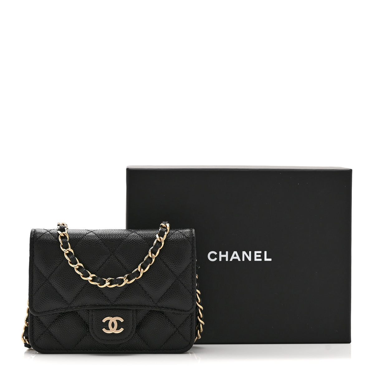 Caviar Quilted Mini Chain Bag Black