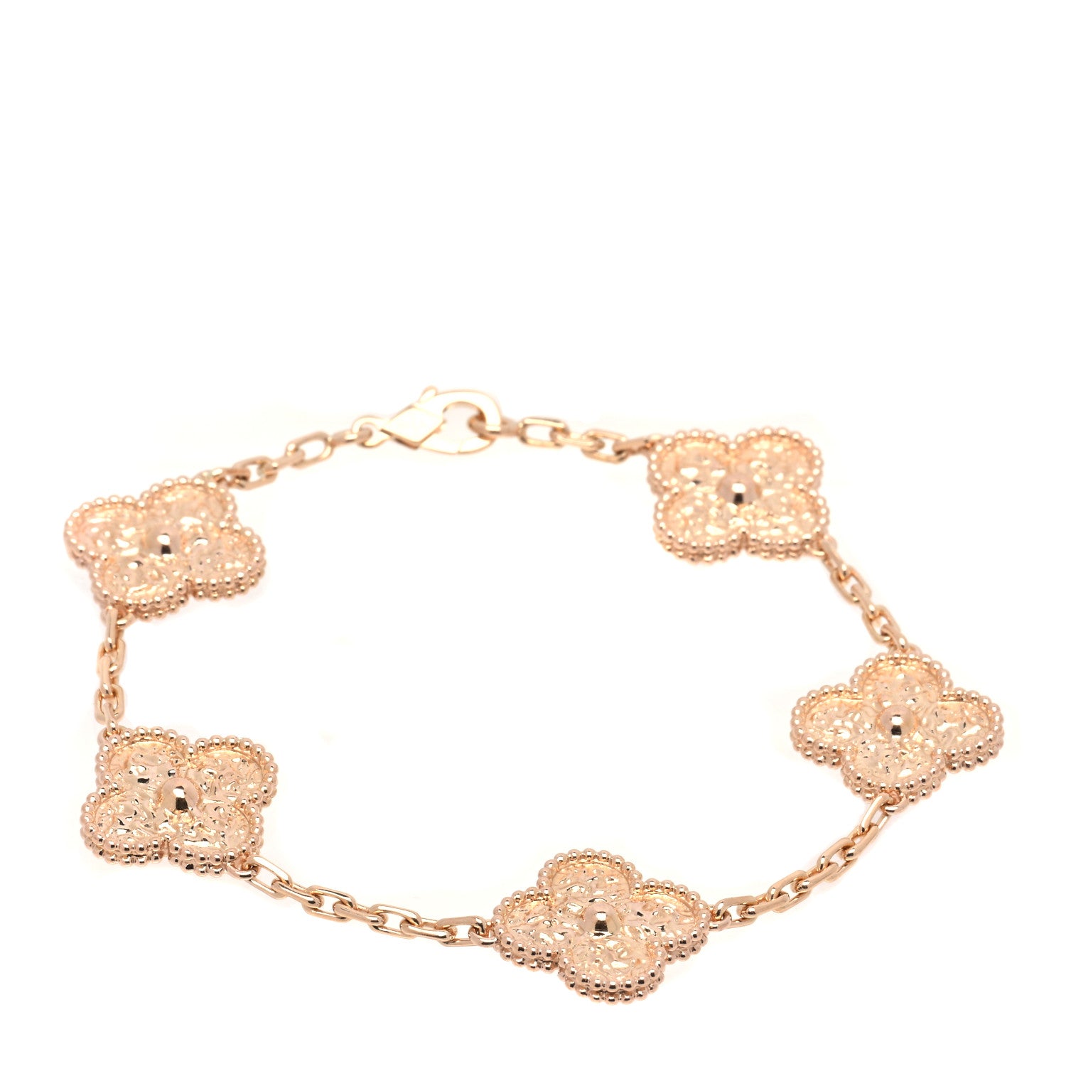 Van Cleef & Arpels 18K Rose Gold 5 Motifs Vintage Alhambra Bracelet 1 of 5